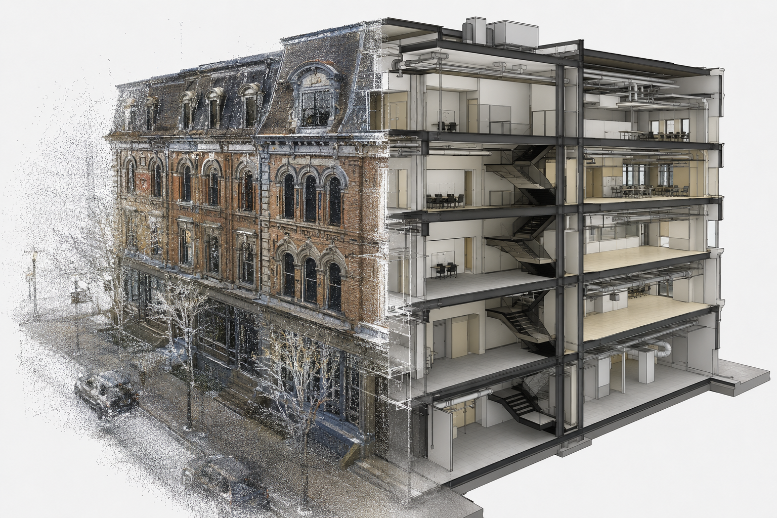 BIM Renovation Overlay existing and proposed structures