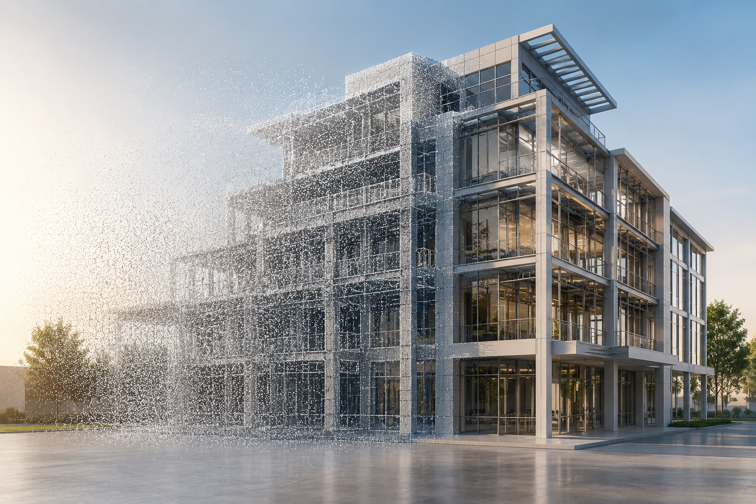3D point cloud scanner to Revit model process illustration