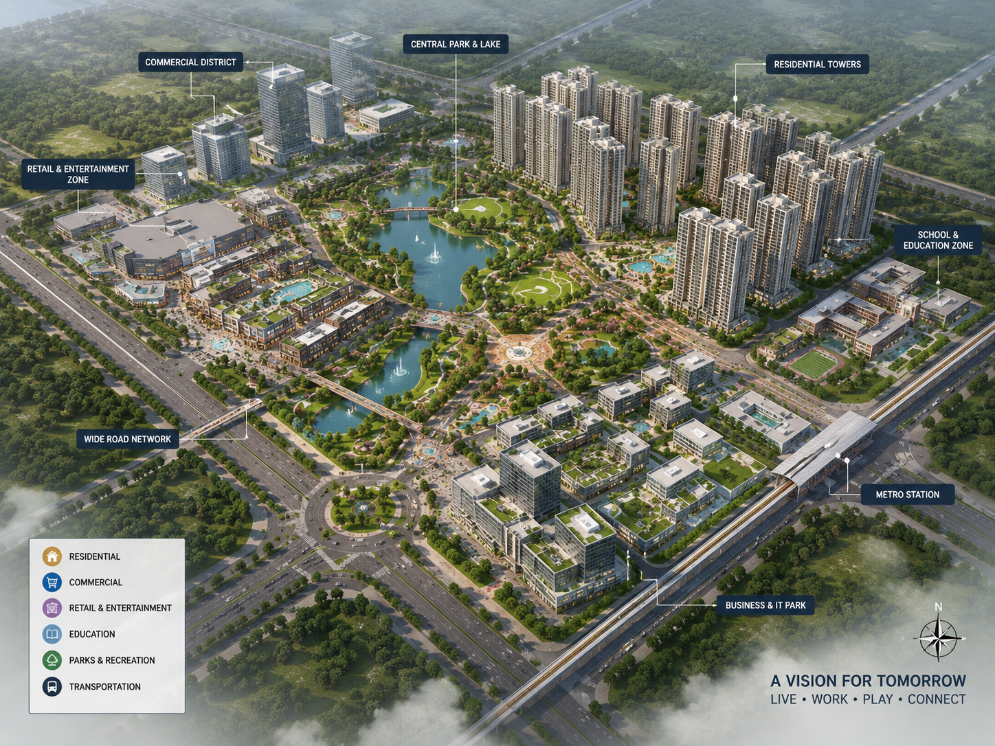 Master Plan Rending 3D Site Plan & Masterplan Rendering Services