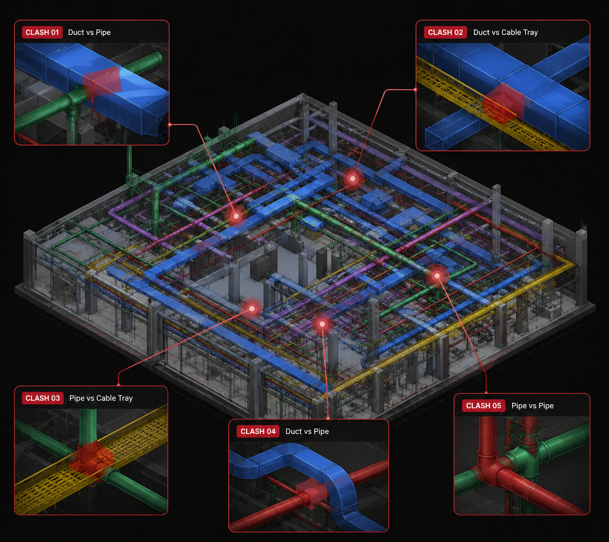 Federated MEP clash detection visualization