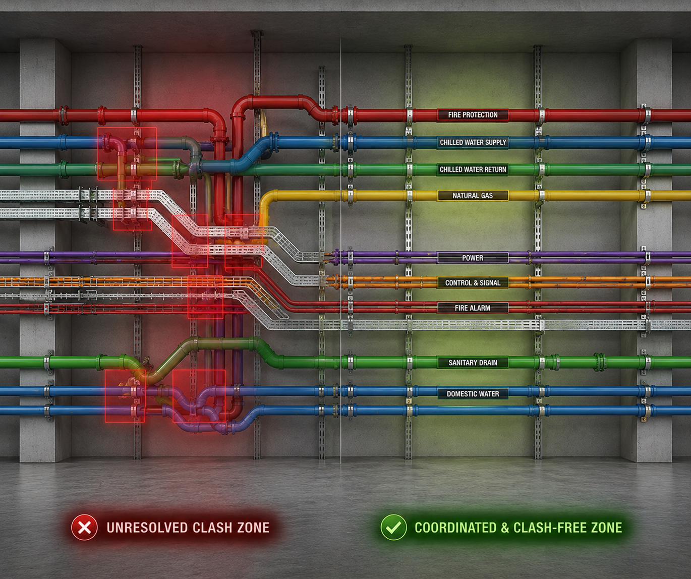 MEP federated coordination model 3D layout