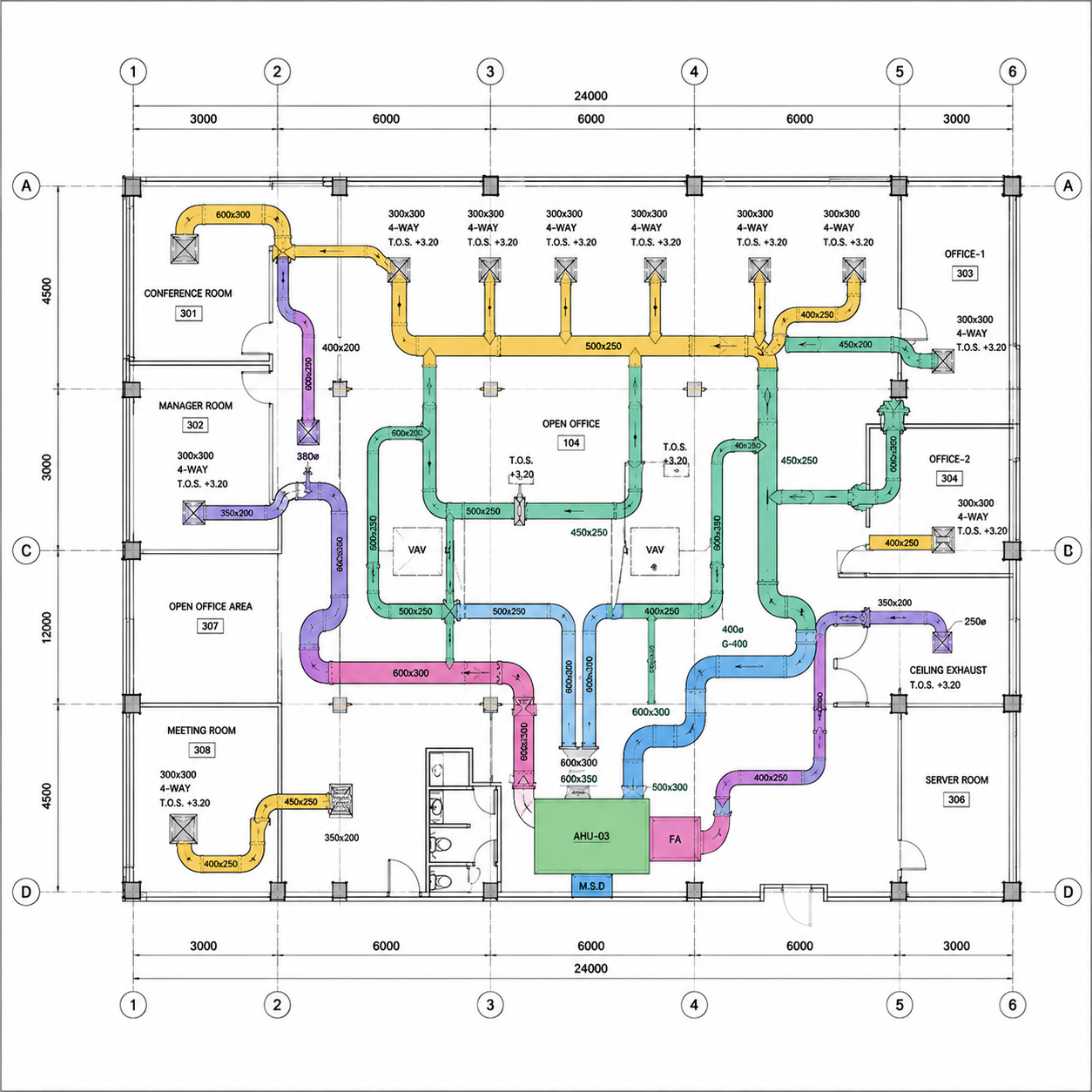 MEP detailed shop drawings tracing and mapping