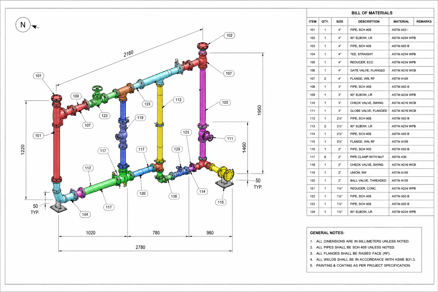 Piping spool drawings modeling isometric