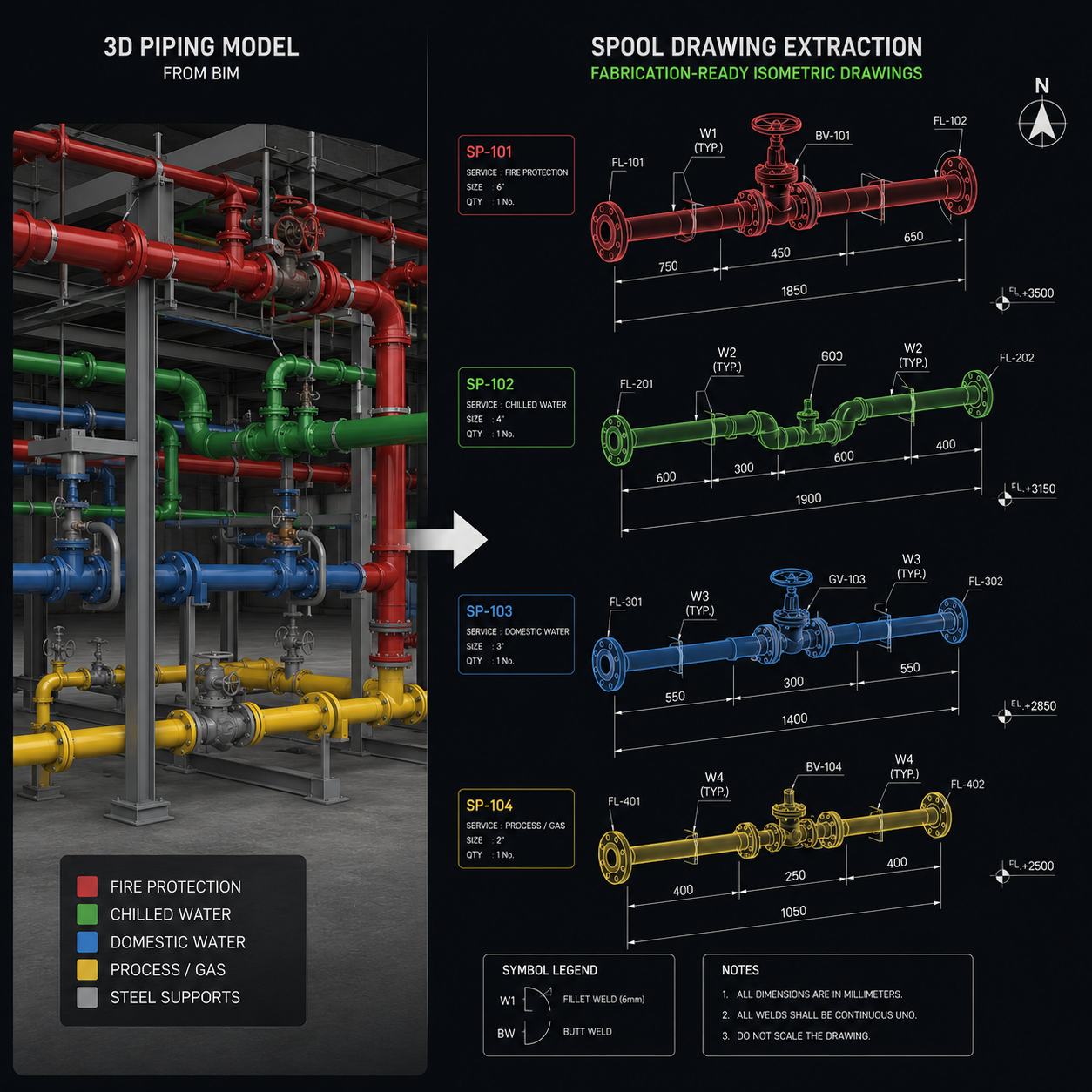 Piping isometric design development